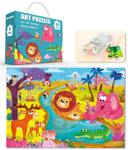 Educational puzzle for children : Learning, colors, and imagination