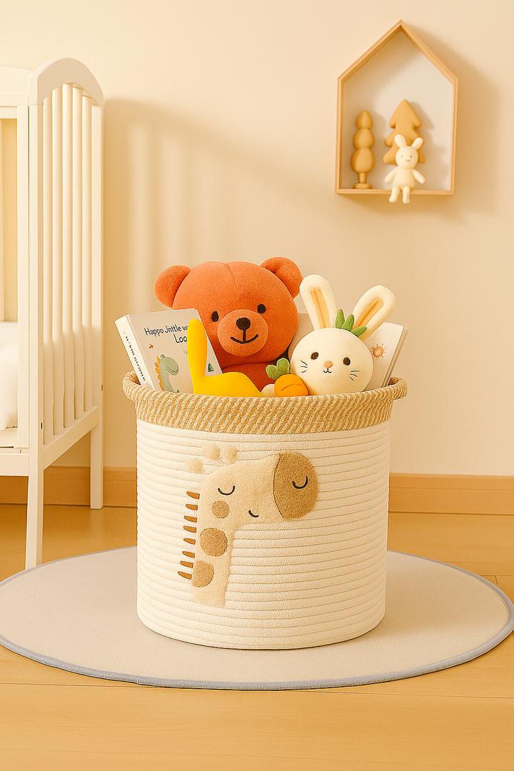 Woven cotton storage basket