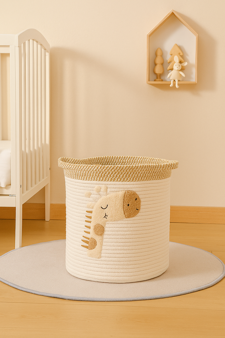 Woven cotton storage basket
